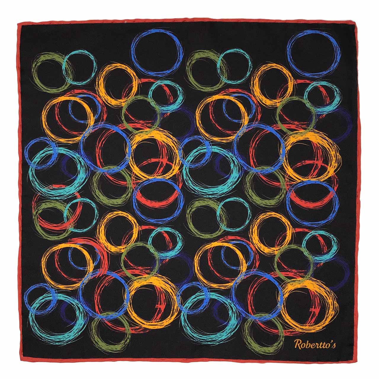 Running Rings Black Pocket Square