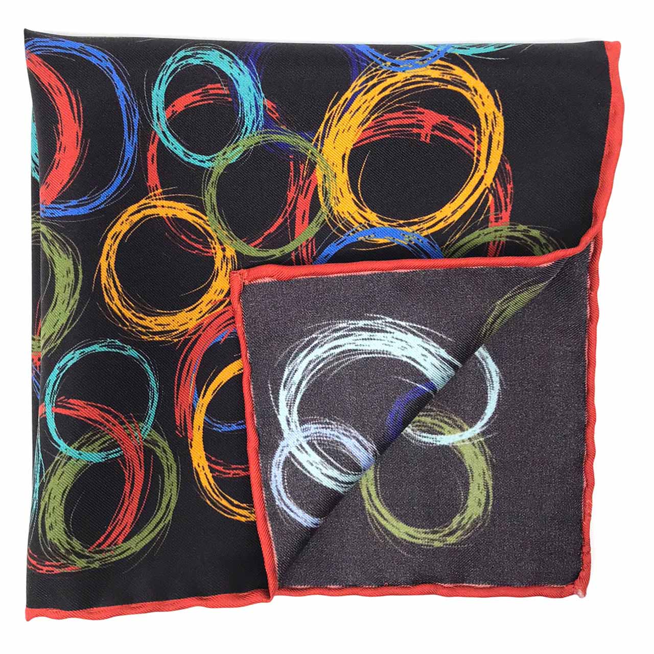 Running Rings Black Pocket Square
