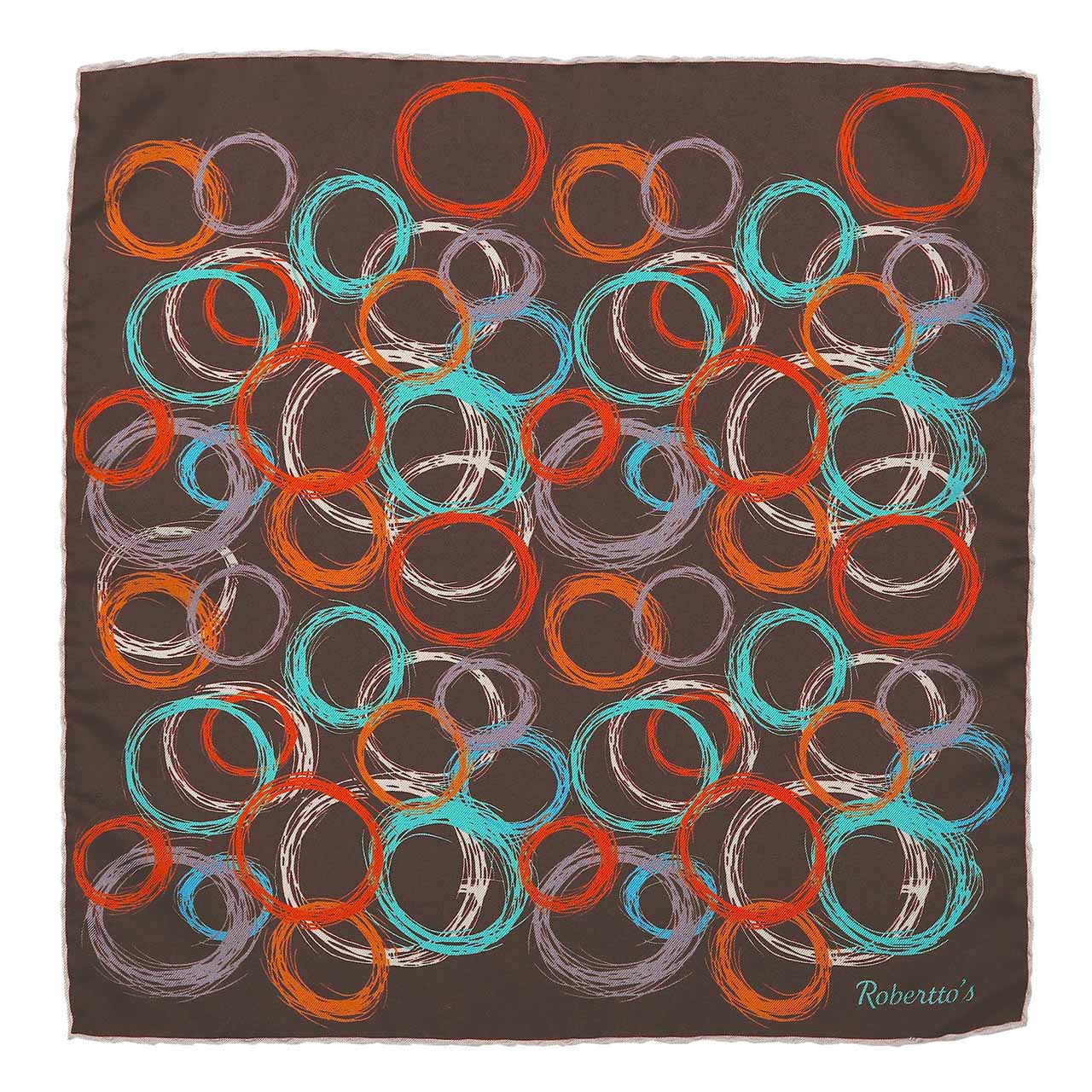 Running Rings Dark Brown Pocket Square