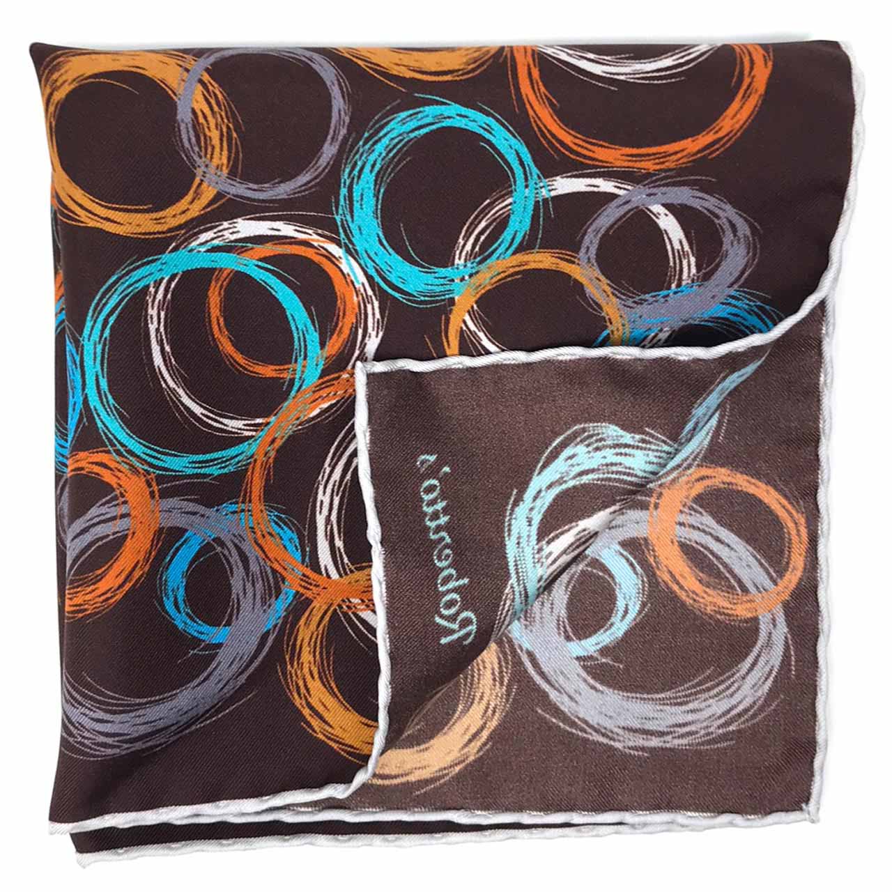 Running Rings Dark Brown Pocket Square