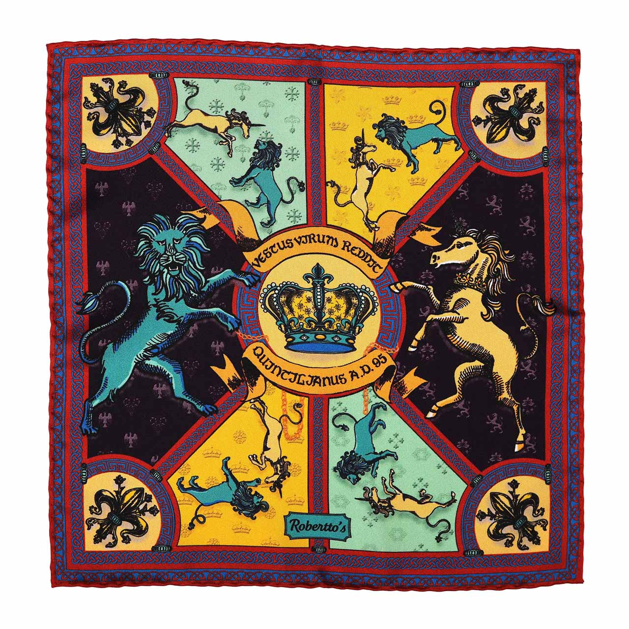 Leon et Equus Charcoal Pocket Square