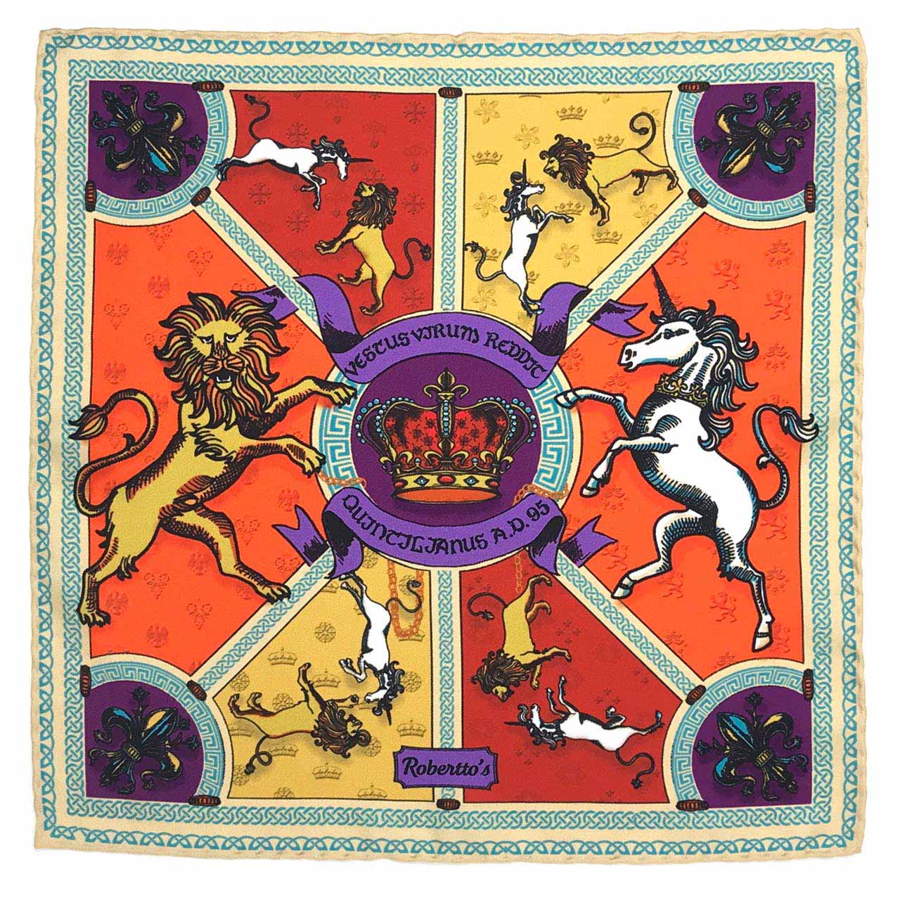 Leon et Equus Fire Orange Pocket Square