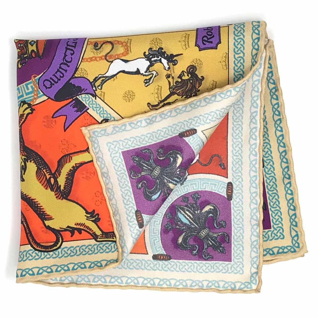 Leon et Equus Fire Orange Pocket Square