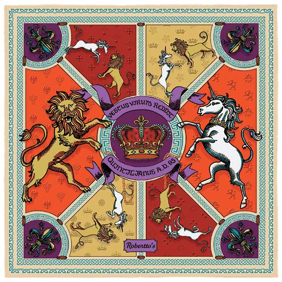 Leon et Equus Fire Orange Pocket Square