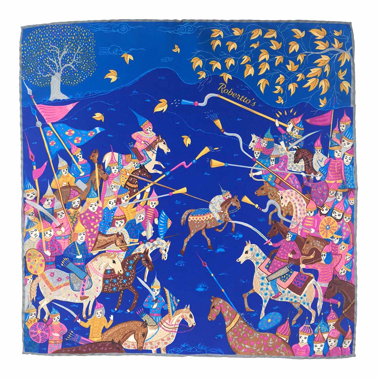 Battle of the Mughals Indigo Pocket Square