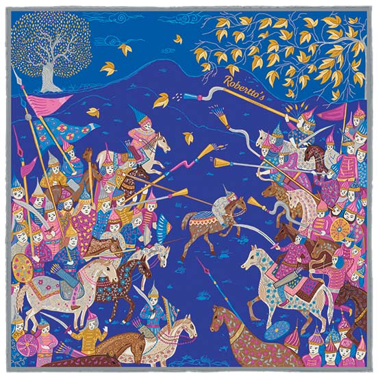 Battle of the Mughals Indigo Pocket Square