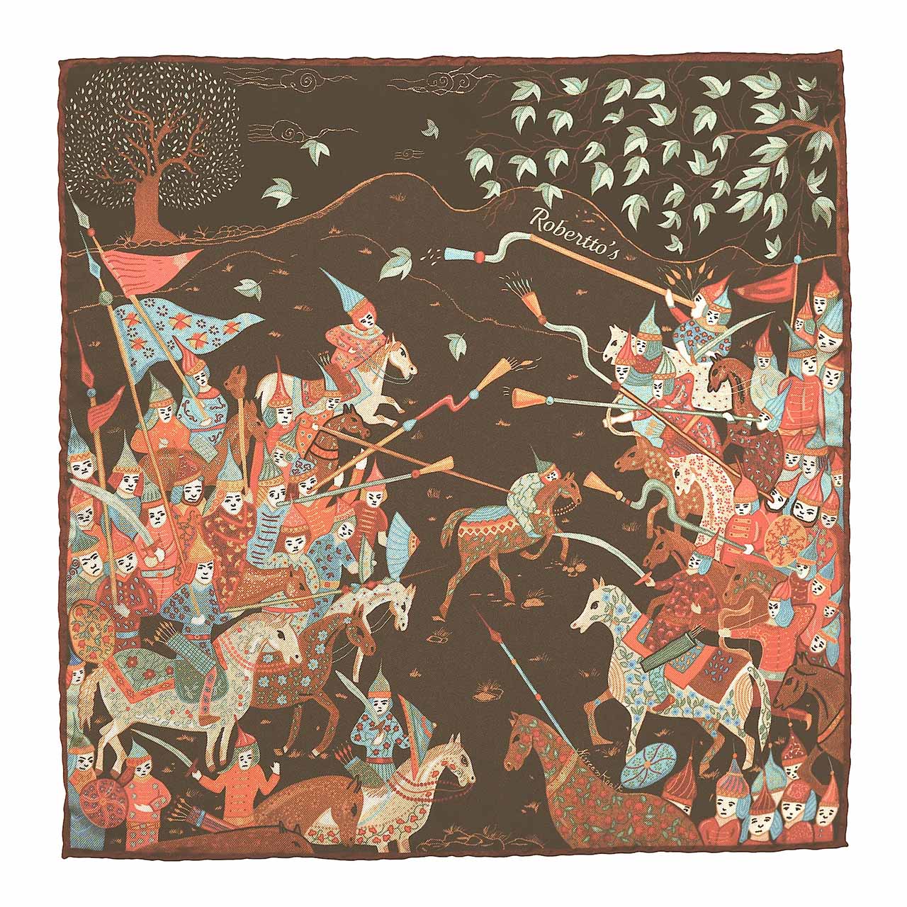 Battle of the Mughals Brown Pocket Square