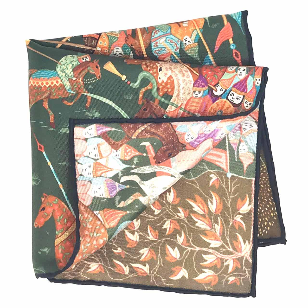 Battle of the Mughals Seaweed Green Pocket Square