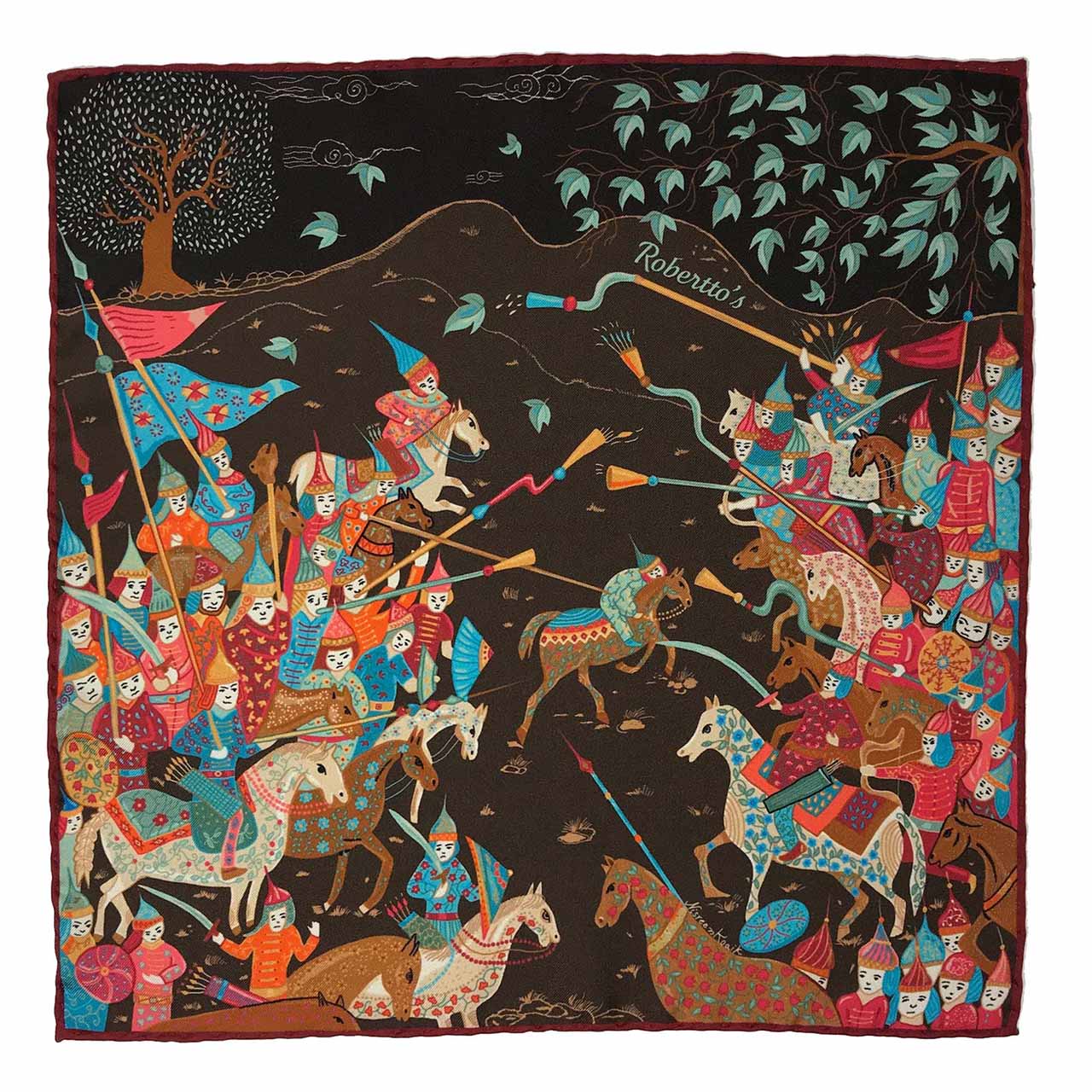 Battle of the Mughals Black Pocket Square