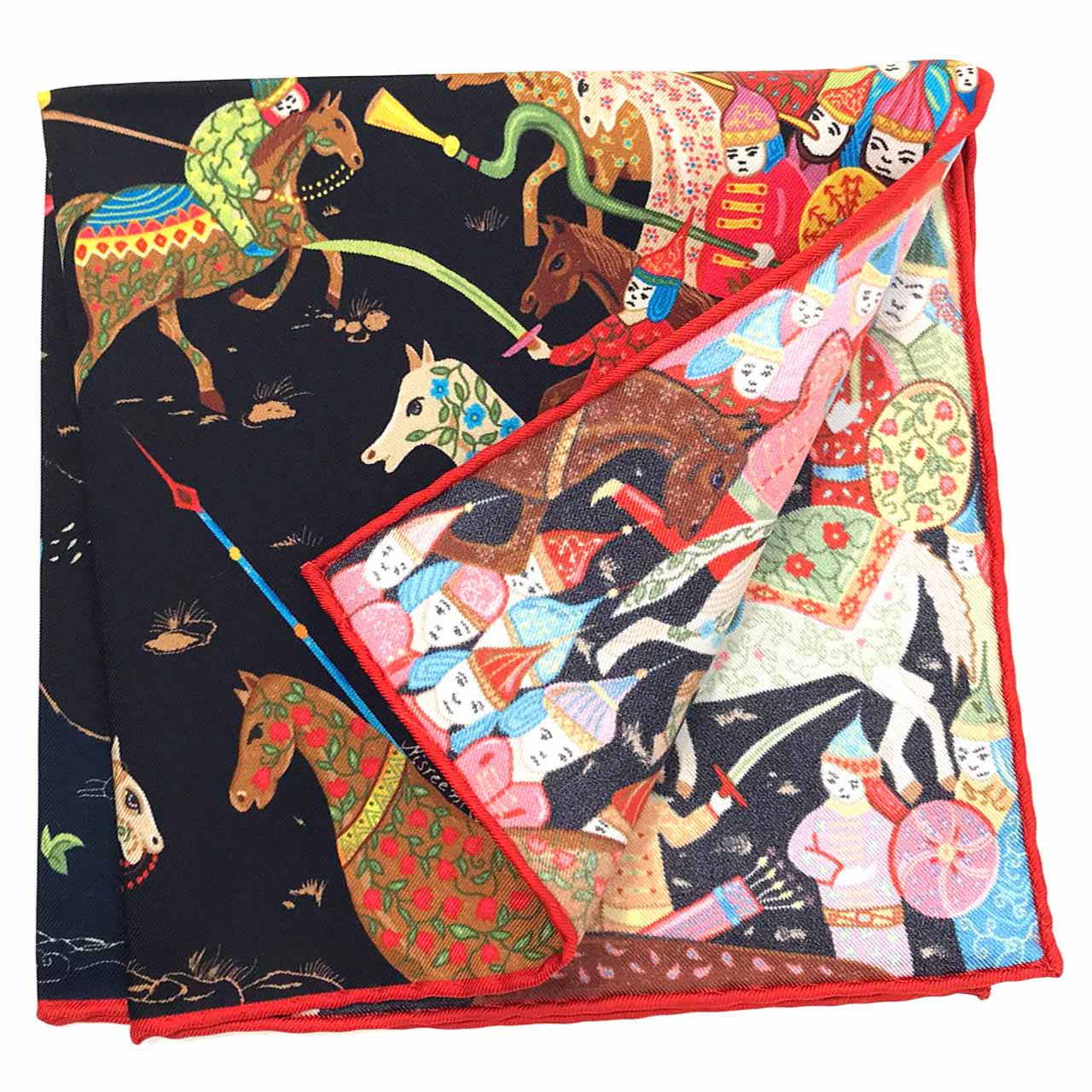 Battle of the Mughals Black Pocket Square