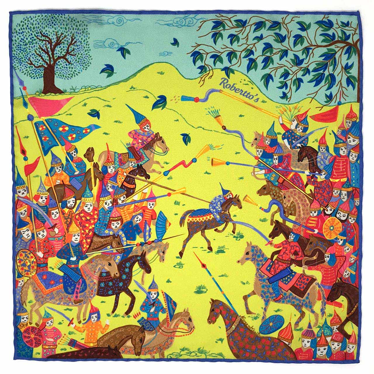 Battle of the Mughals Lime Green Pocket Square