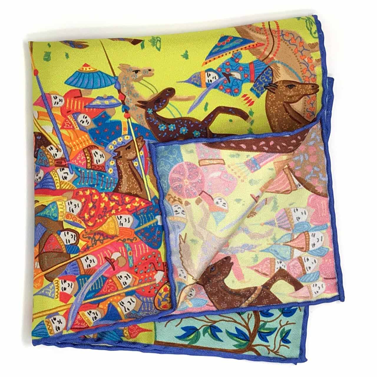 Battle of the Mughals Lime Green Pocket Square