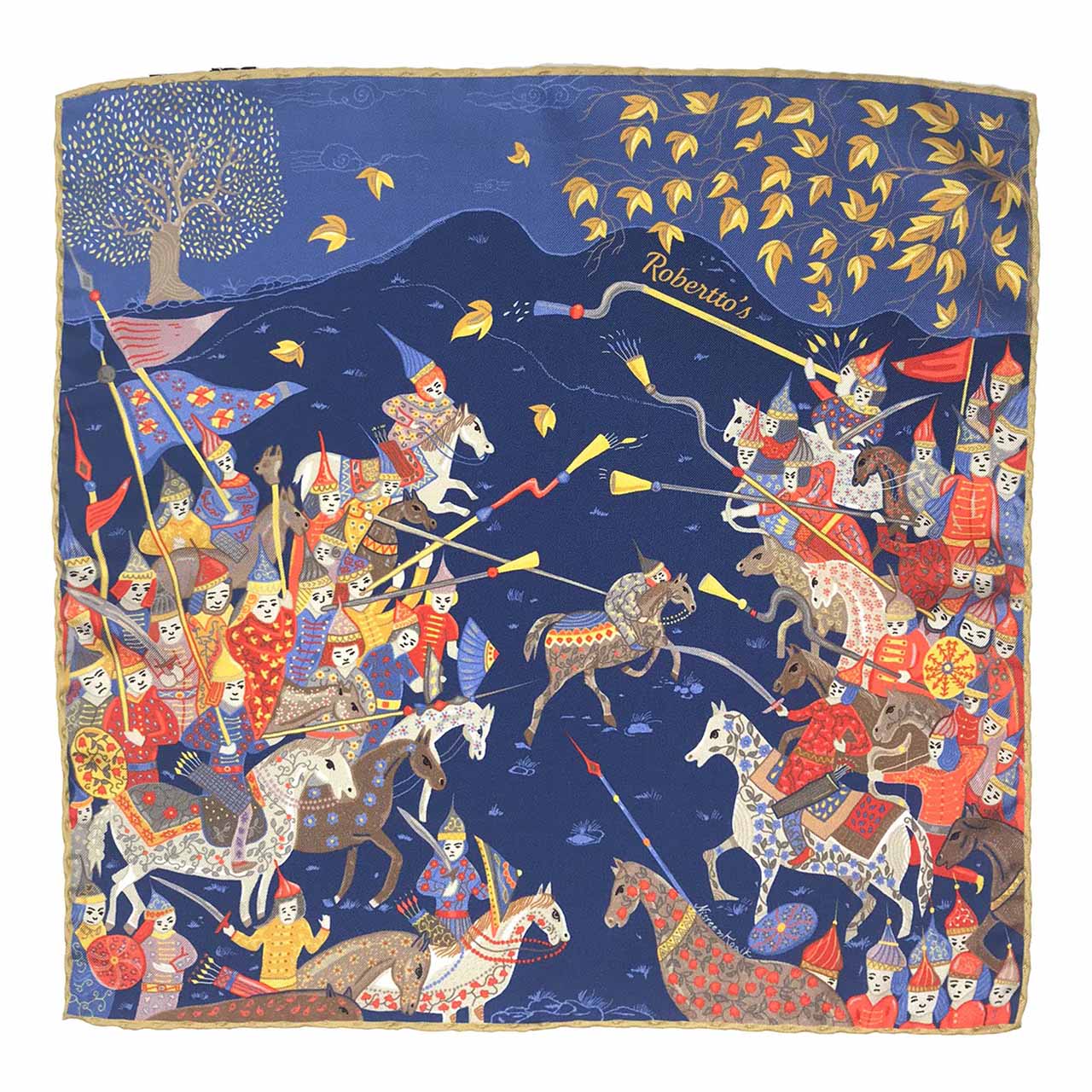 Battle of the Mughals Bluish Purple Pocket Square
