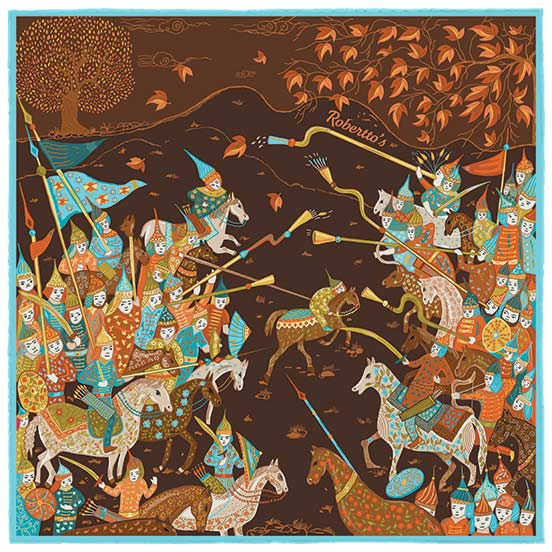 Battle of the Mughals Light Brown Pocket Square