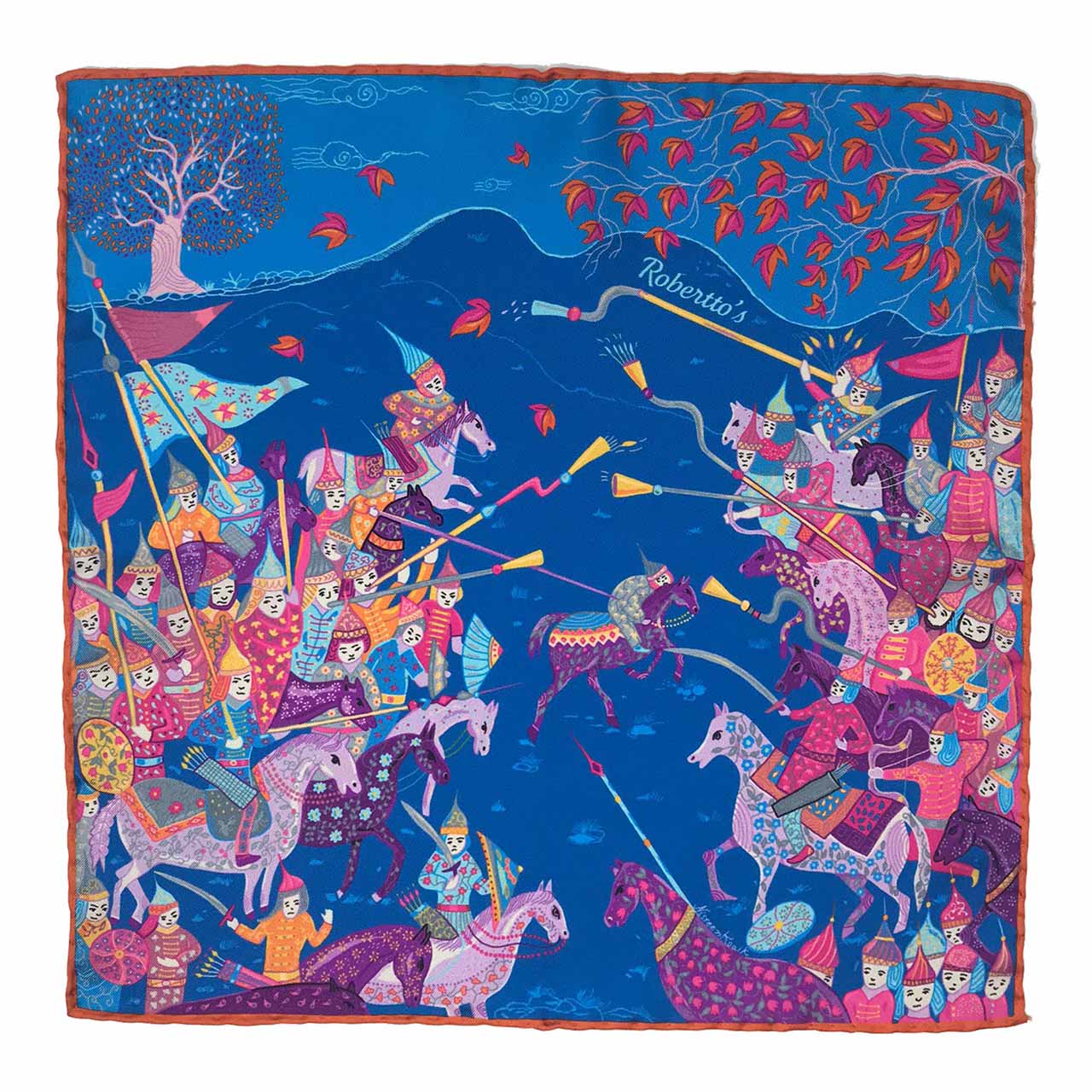 Battle of the Mughals Deep Blue Pocket Square