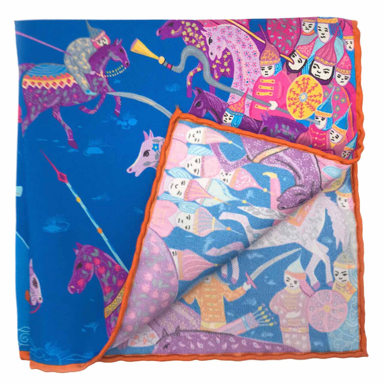 Battle of the Mughals Deep Blue Pocket Square
