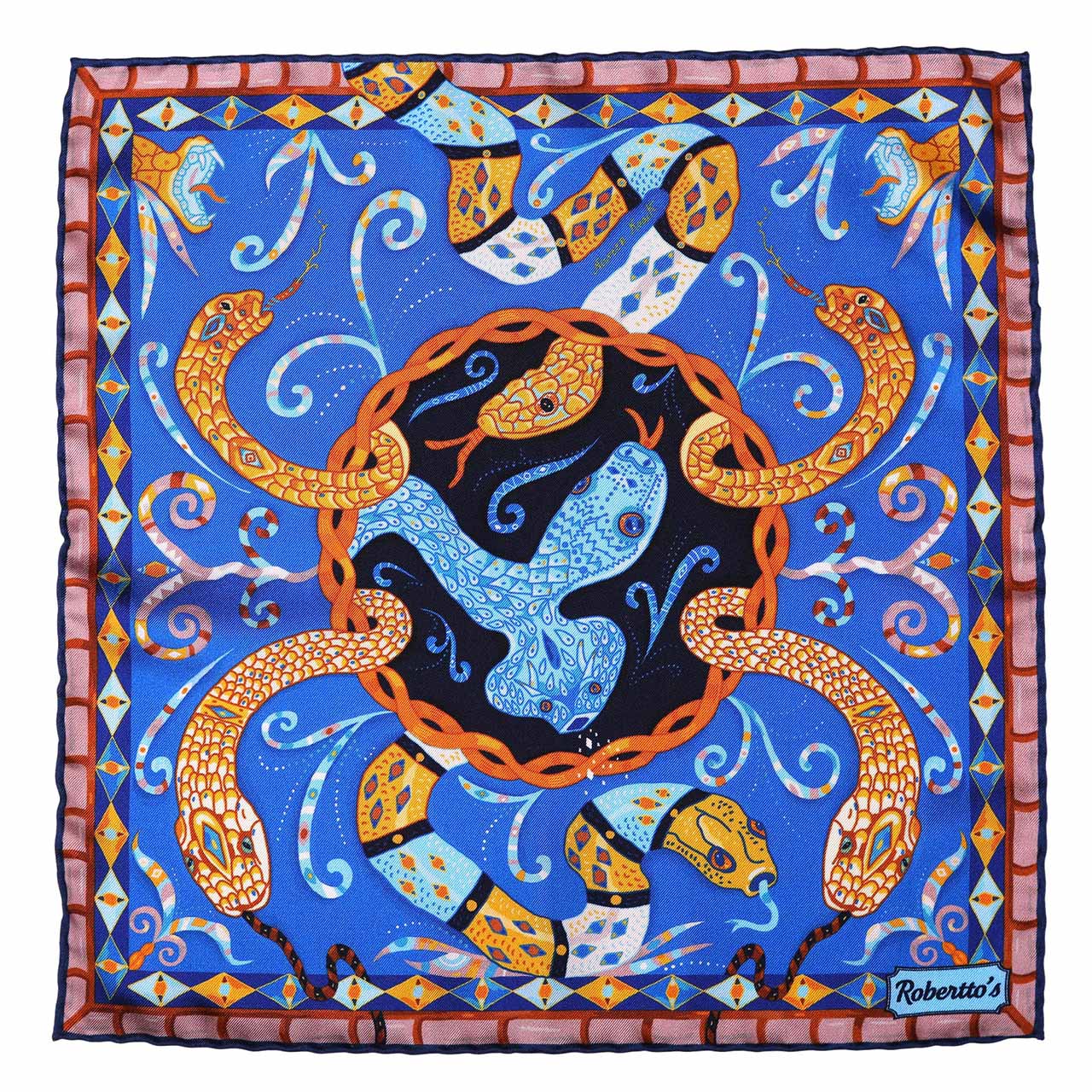 Serpentine Blue Pocket Square