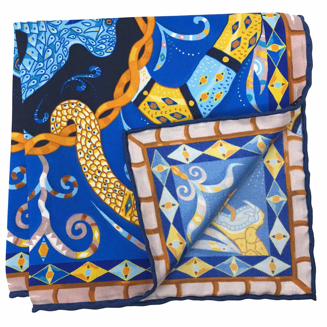 Serpentine Blue Pocket Square
