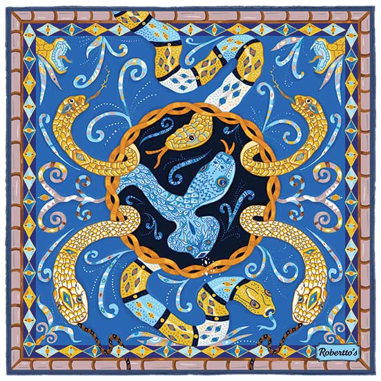 Serpentine Blue Pocket Square