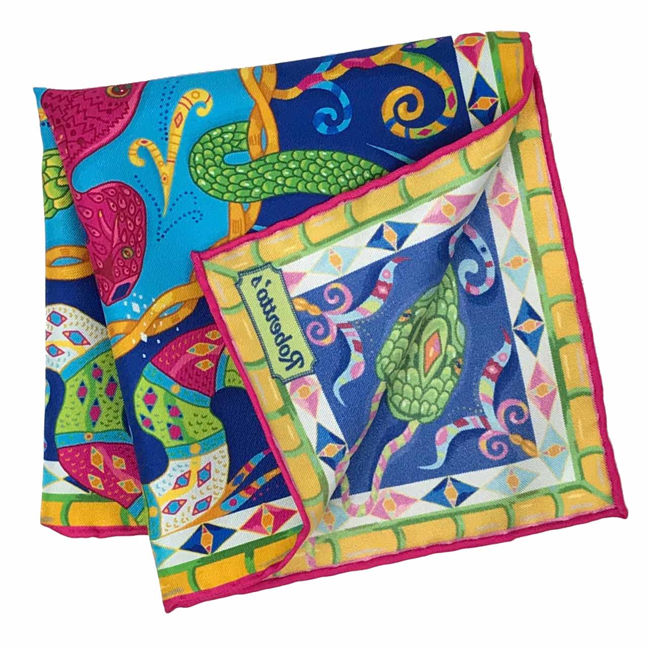 Serpentine Navy Blue Pocket Square