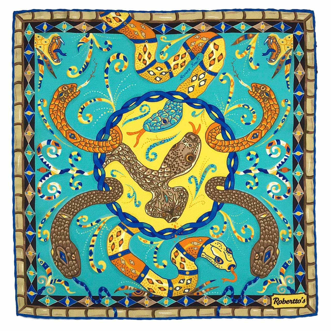 Serpentine Turquoise Blue Pocket Square