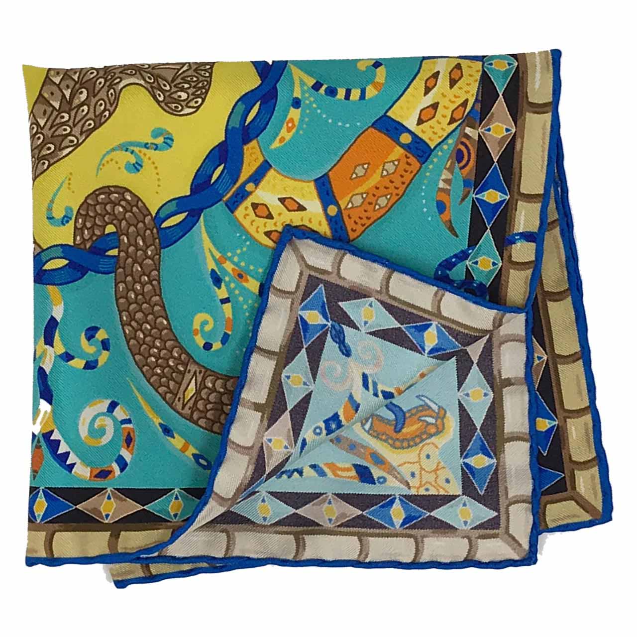 Serpentine Turquoise Blue Pocket Square