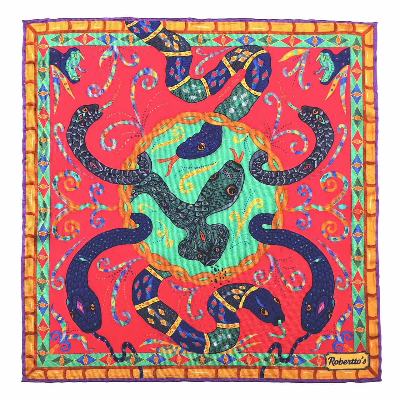Serpentine Fuchsia Pocket Square