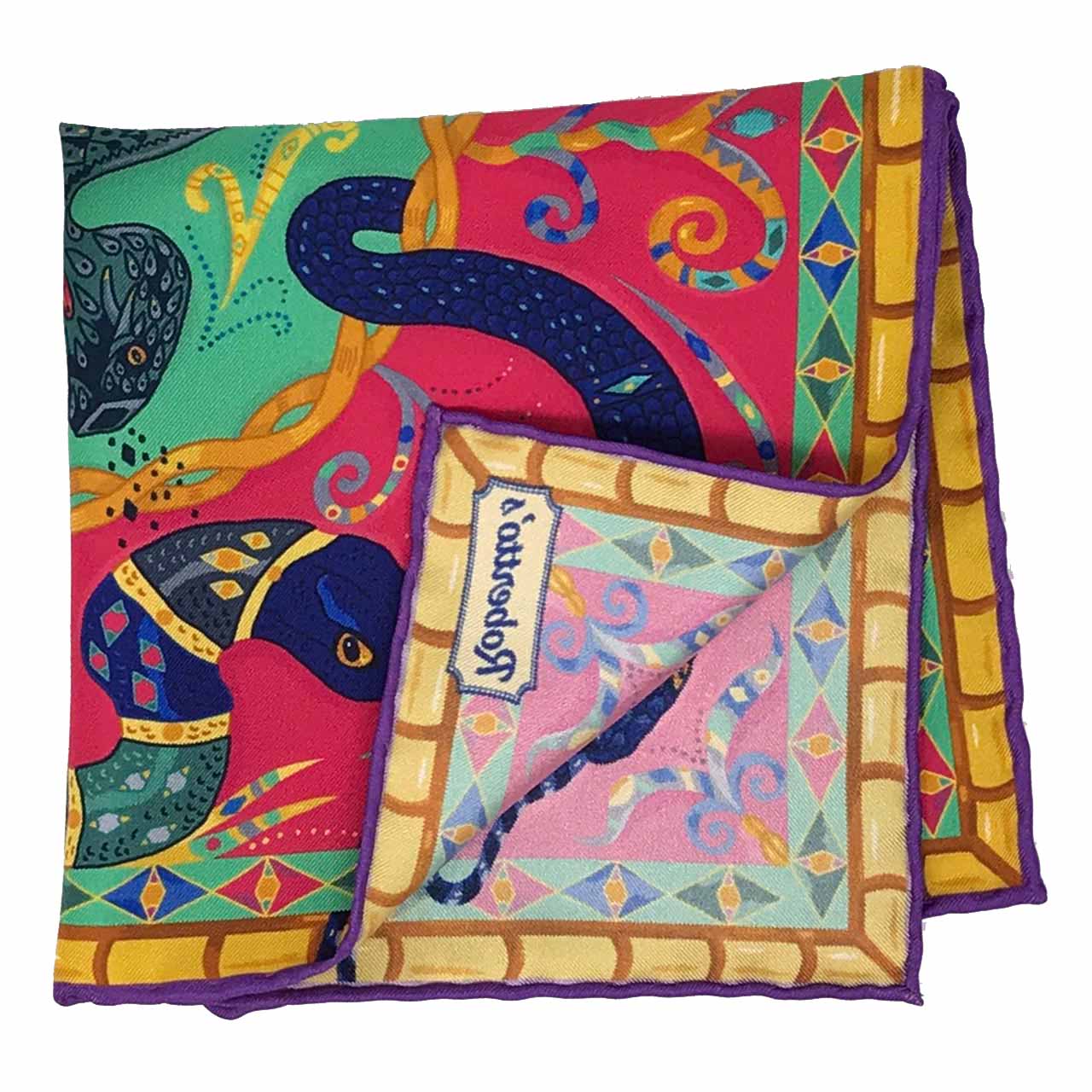 Serpentine Fuchsia Pocket Square