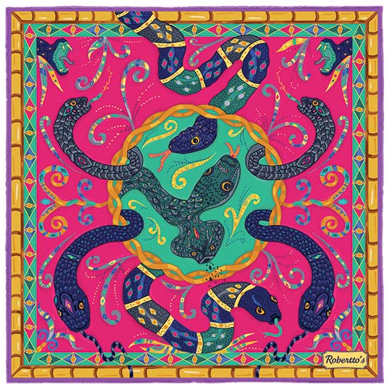 Serpentine Fuchsia Pocket Square