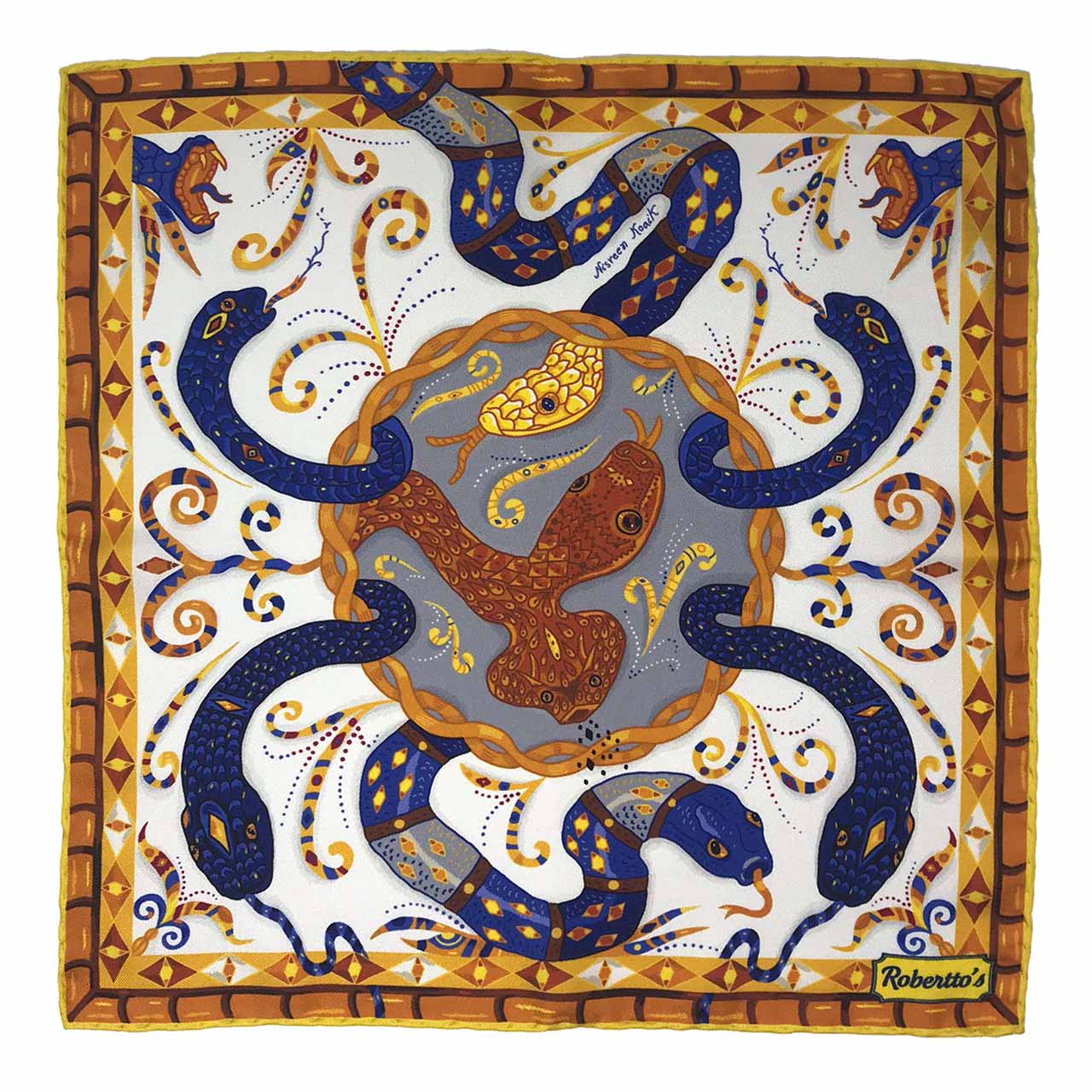Serpentine Pearl White Pocket Square