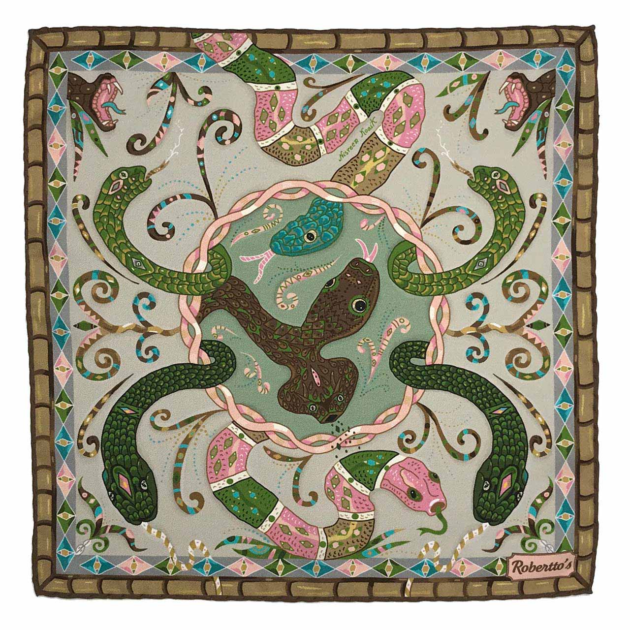 Serpentine Cloud Grey Pocket Square