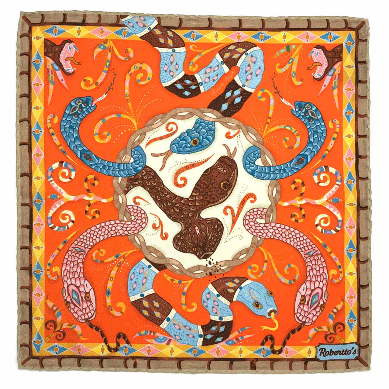 Serpentine Orange Pocket Square