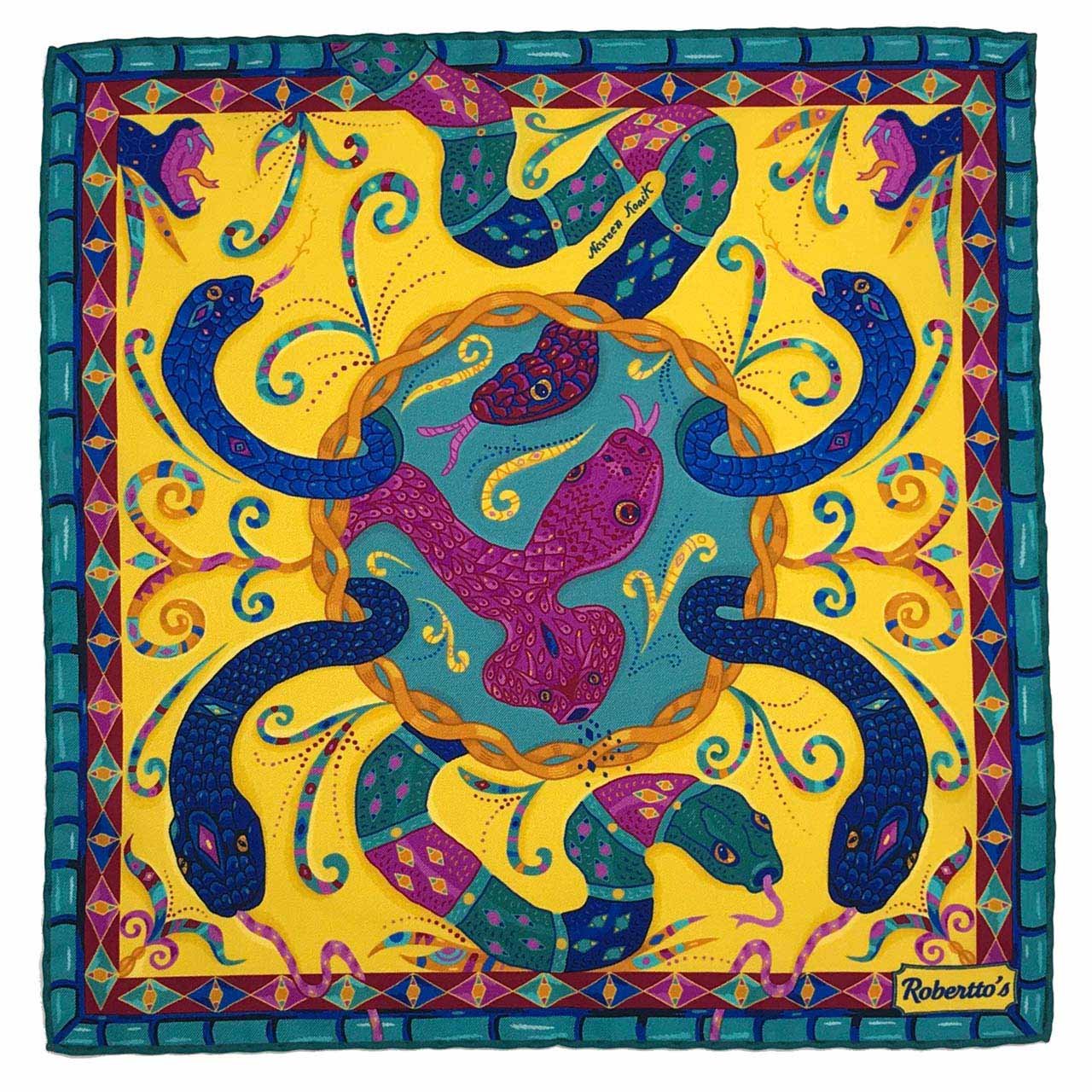 Serpentine Yellow Pocket Square