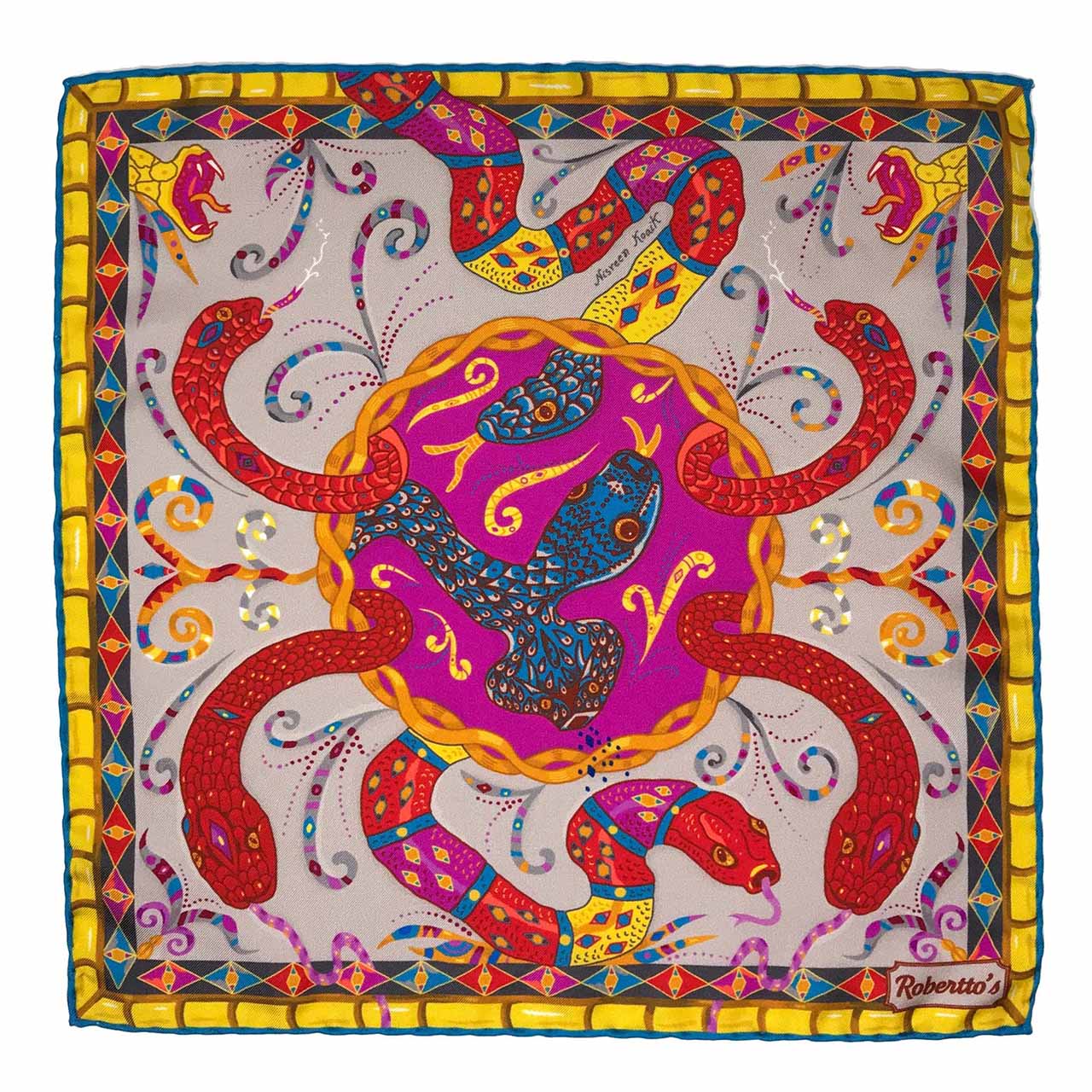 Serpentine Cloud Red Pocket Square