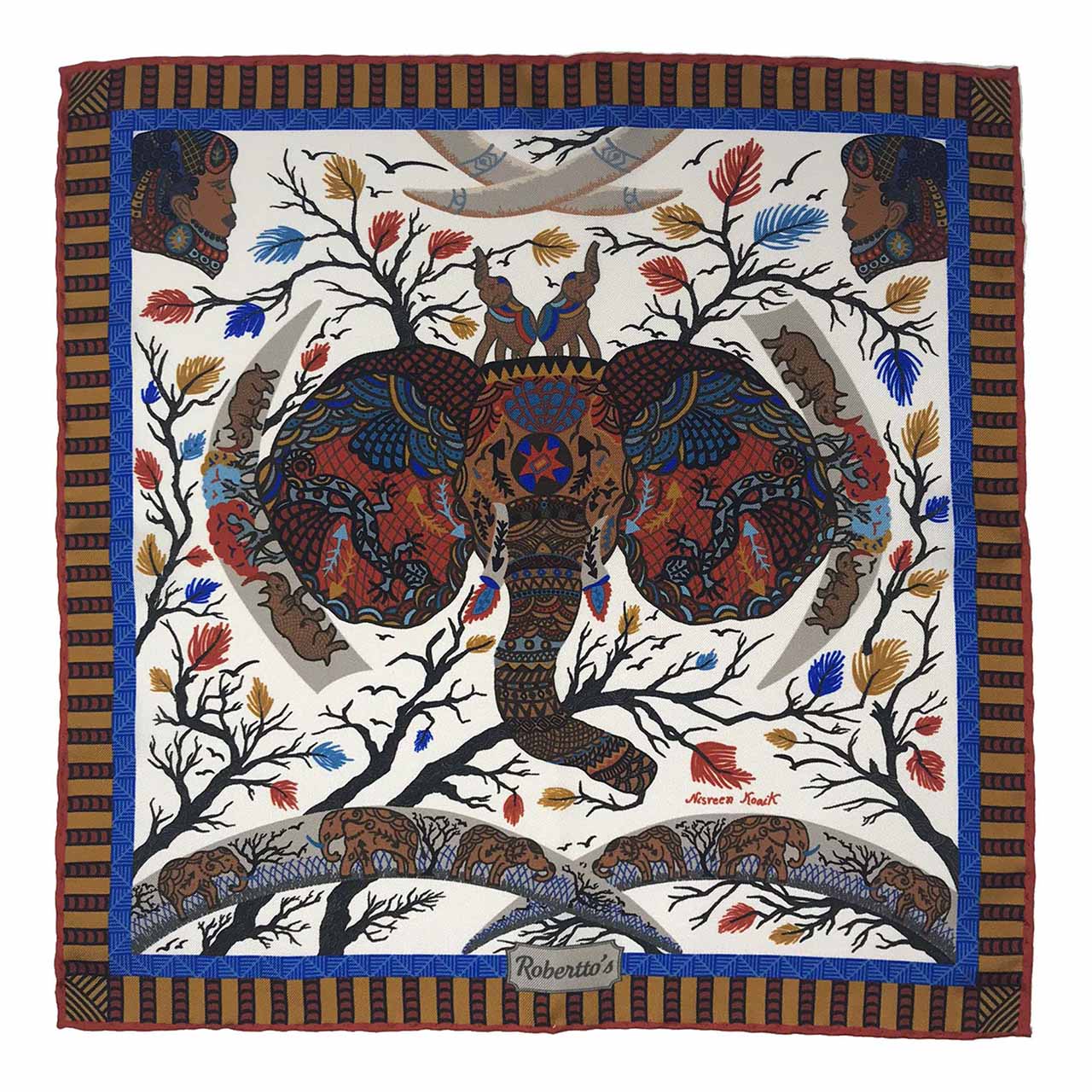 Elephant Parade White Pocket Square