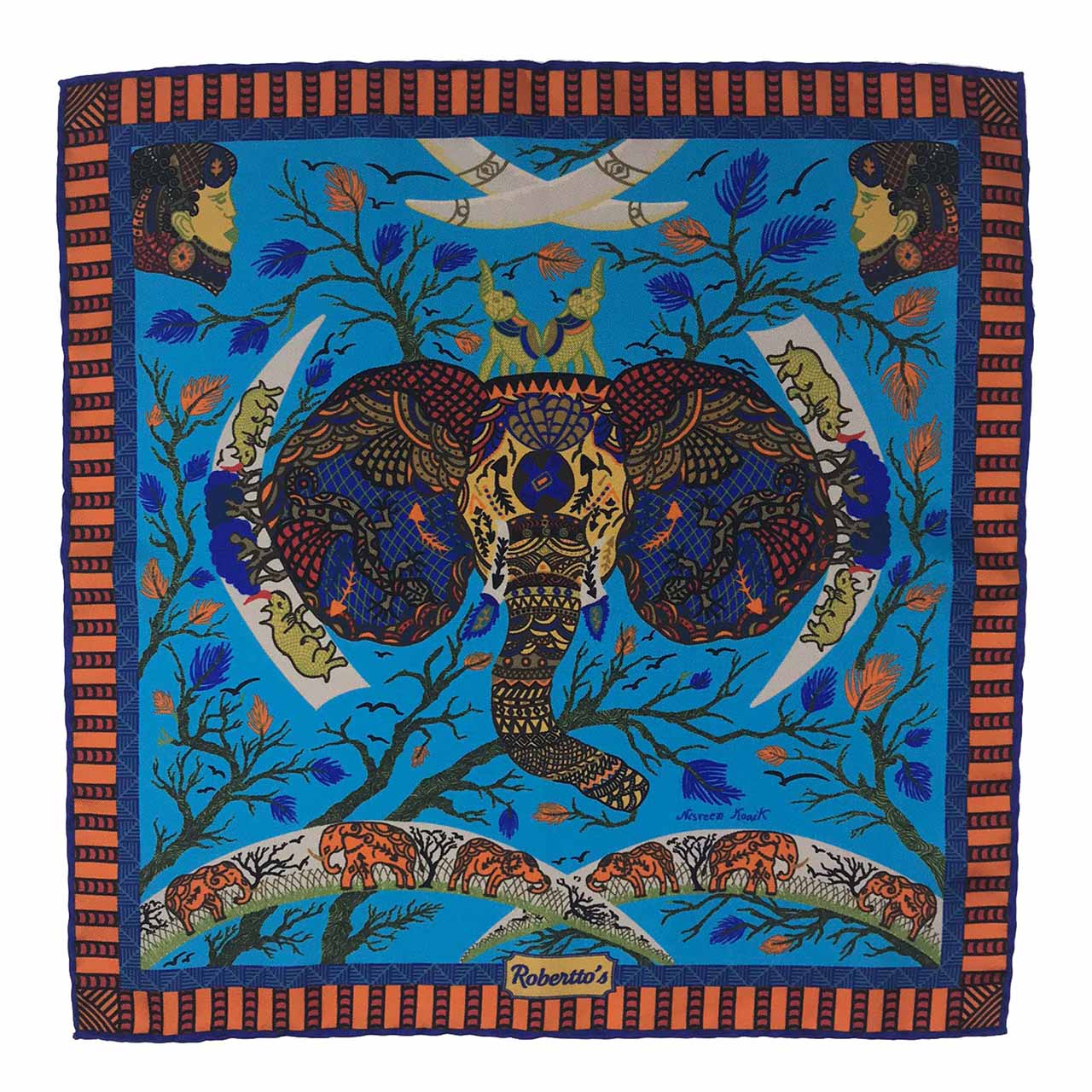 Elephant Parade Arctic Blue Pocket Square