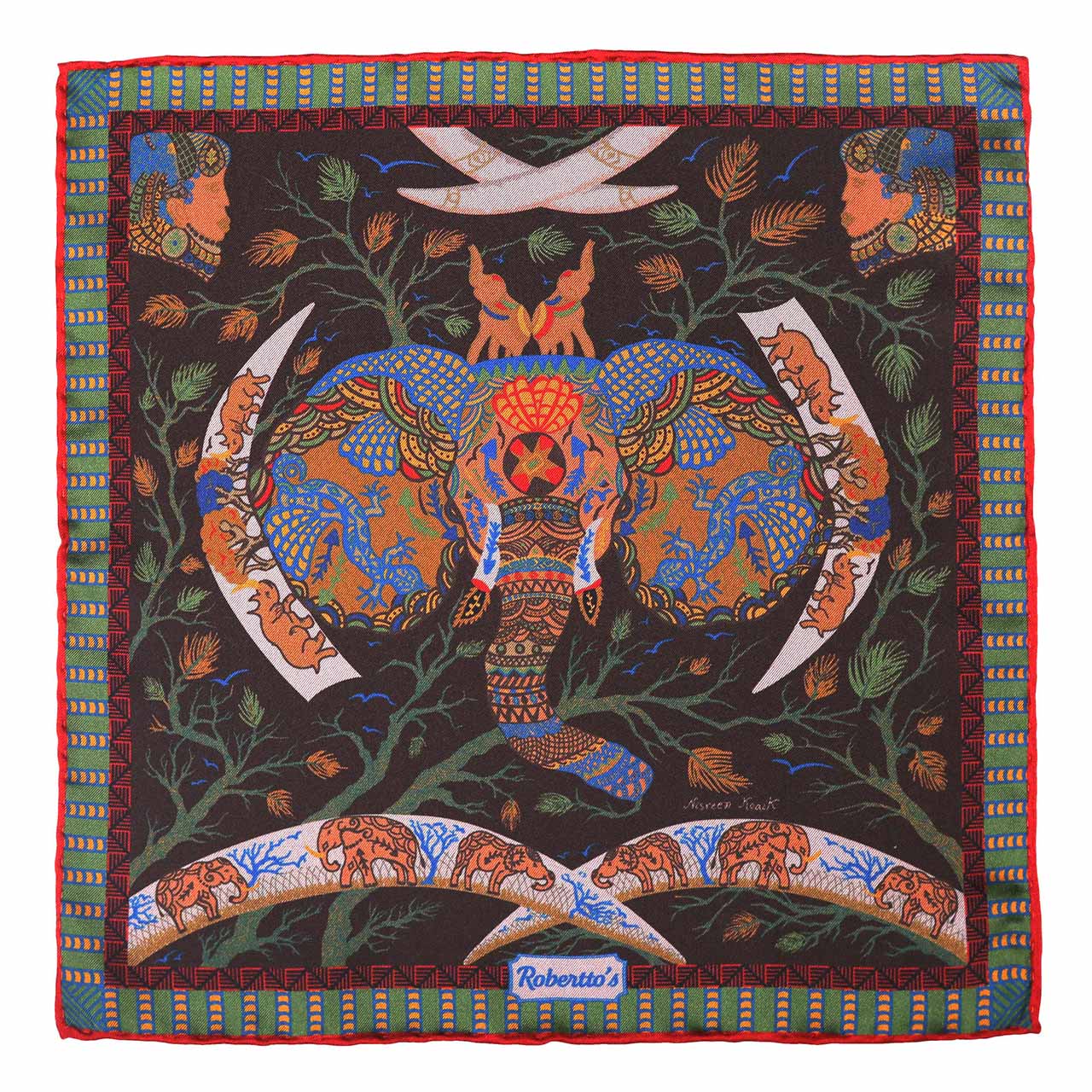 Elephant Parade Brown Pocket Square
