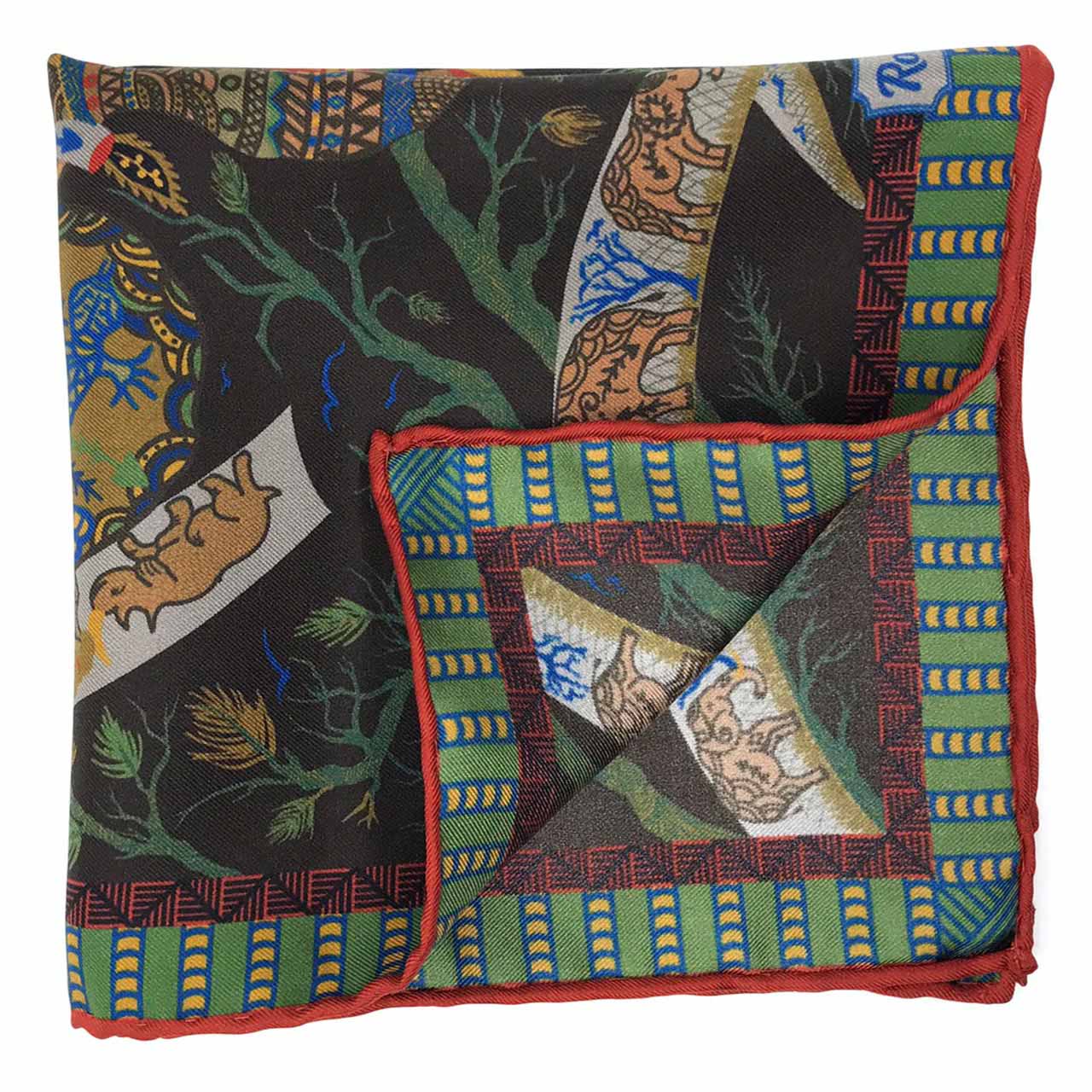 Elephant Parade Brown Pocket Square