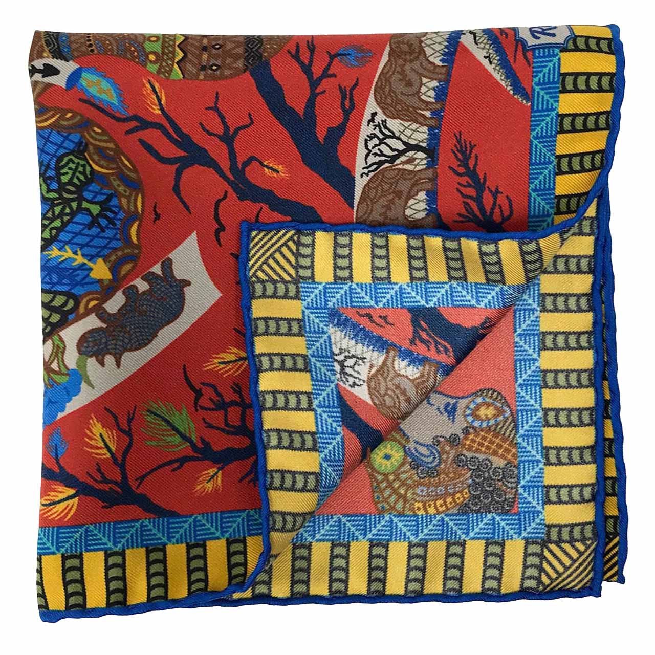 Elephant Parade Deep Coral Pocket Square