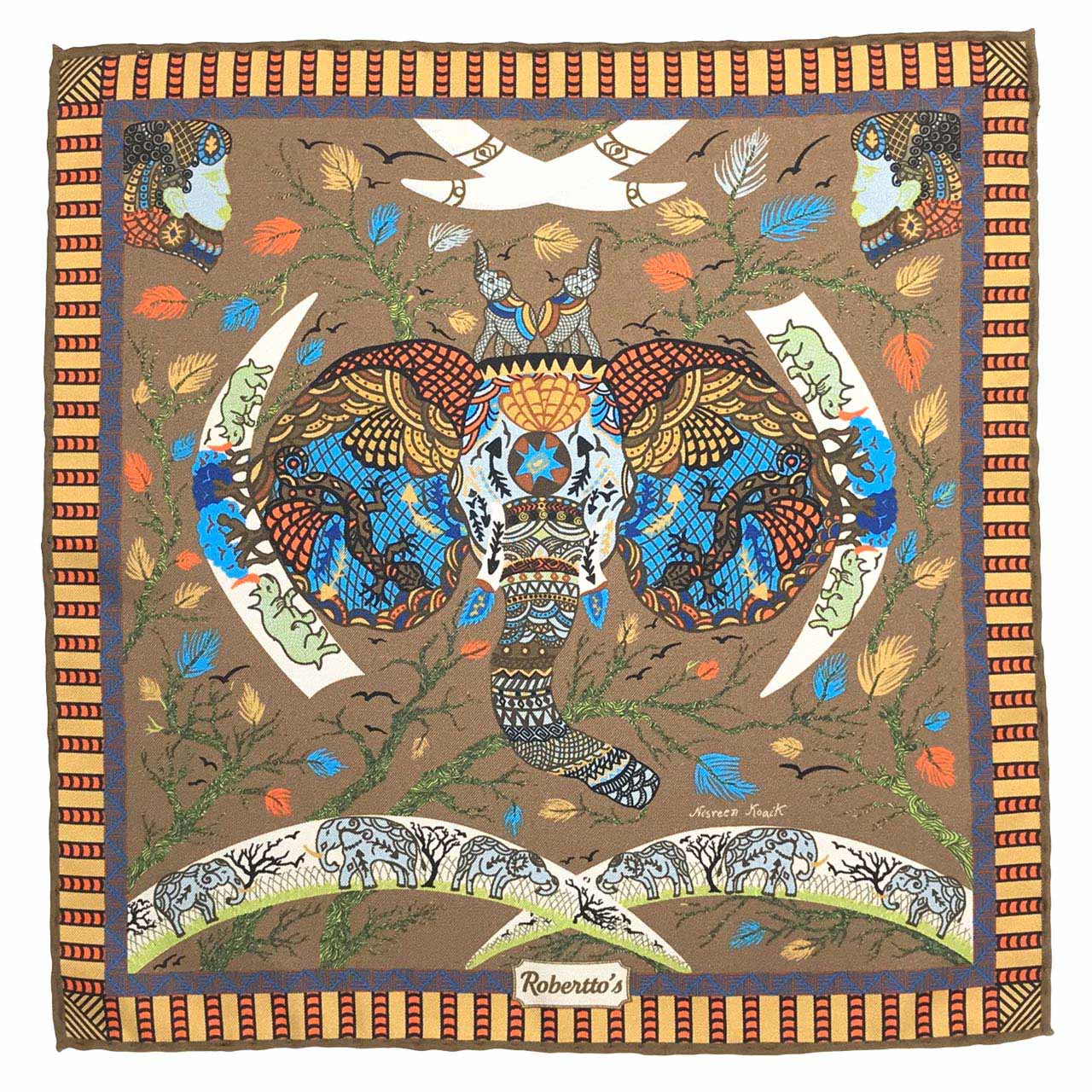 Elephant Parade Brownish Grey Pocket Square