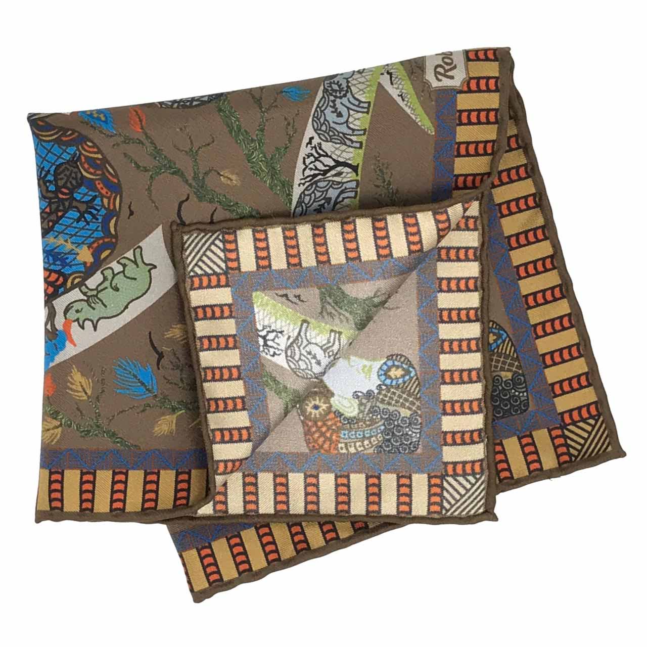 Elephant Parade Brownish Grey Pocket Square