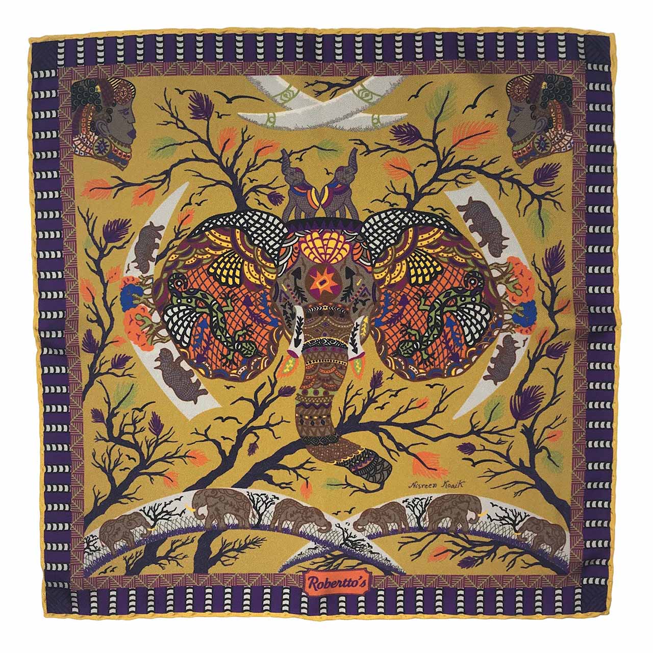Elephant Parade Dijon Pocket Square