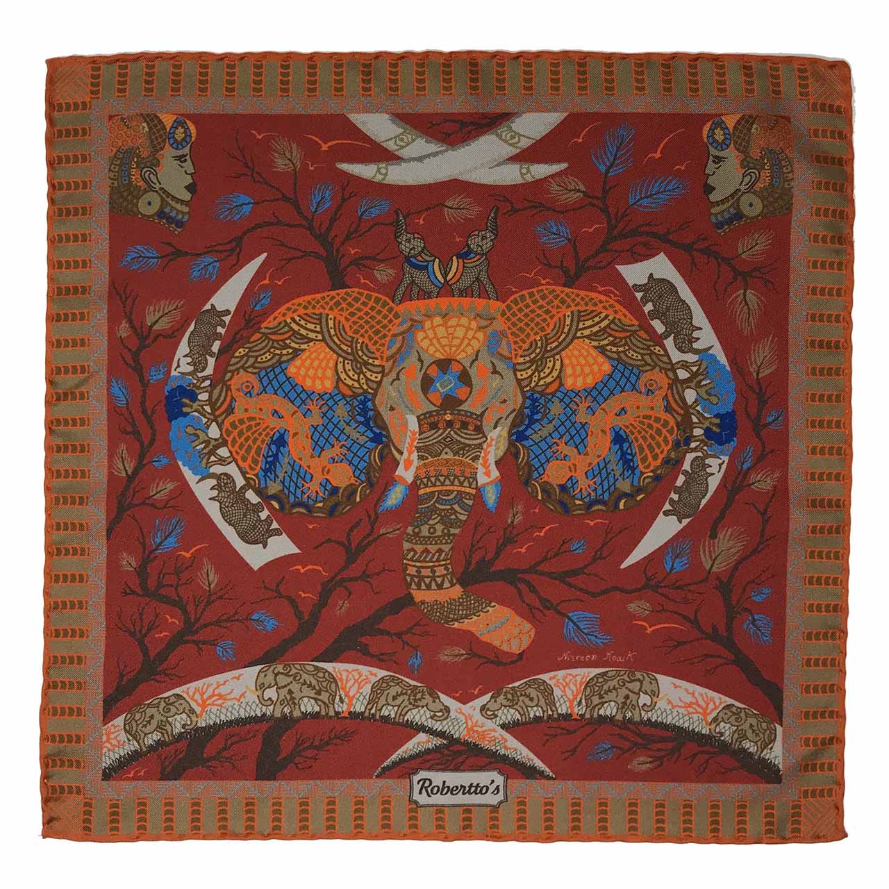 Elephant Parade Rosewood Pocket Square