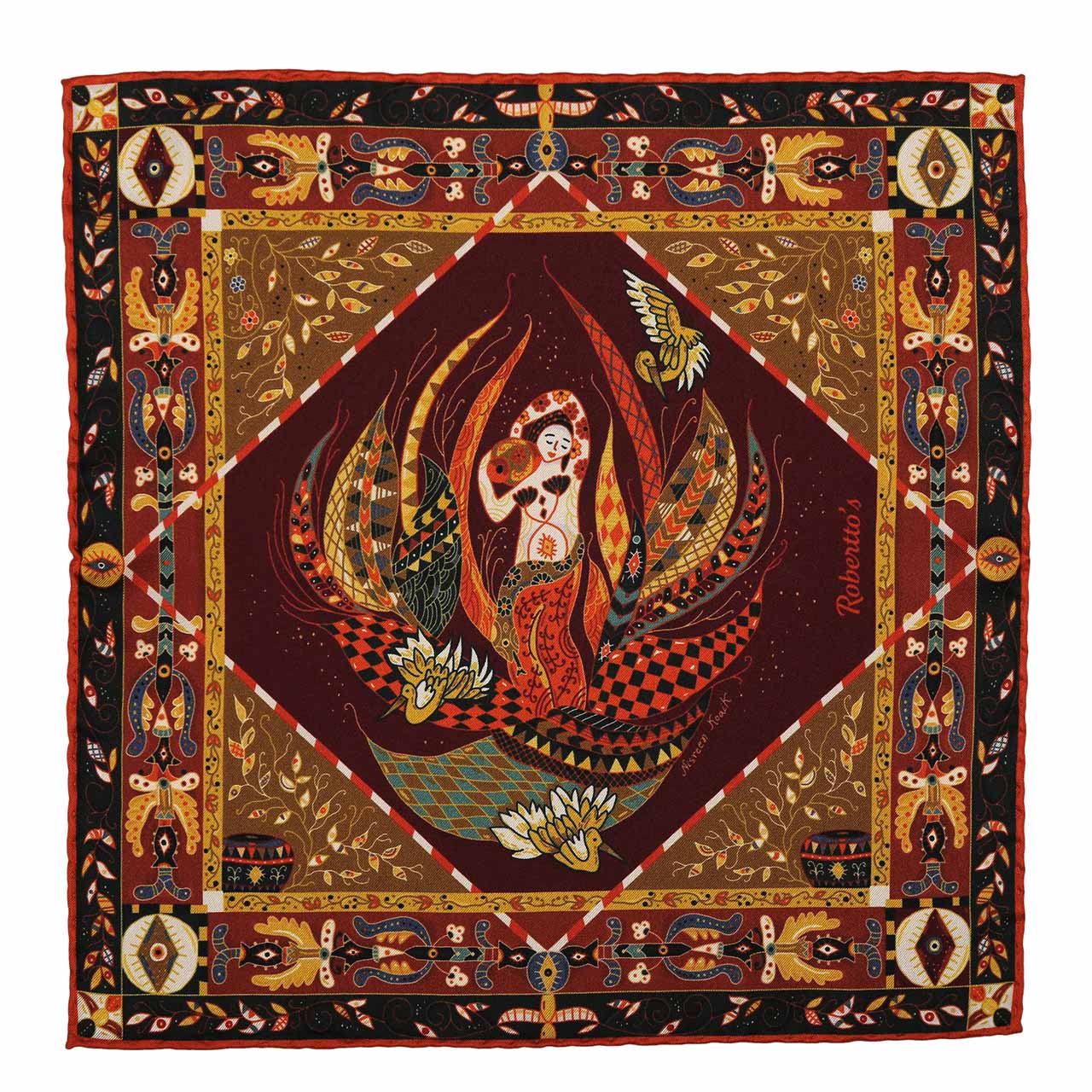 Aquarius Maroon Pocket Square