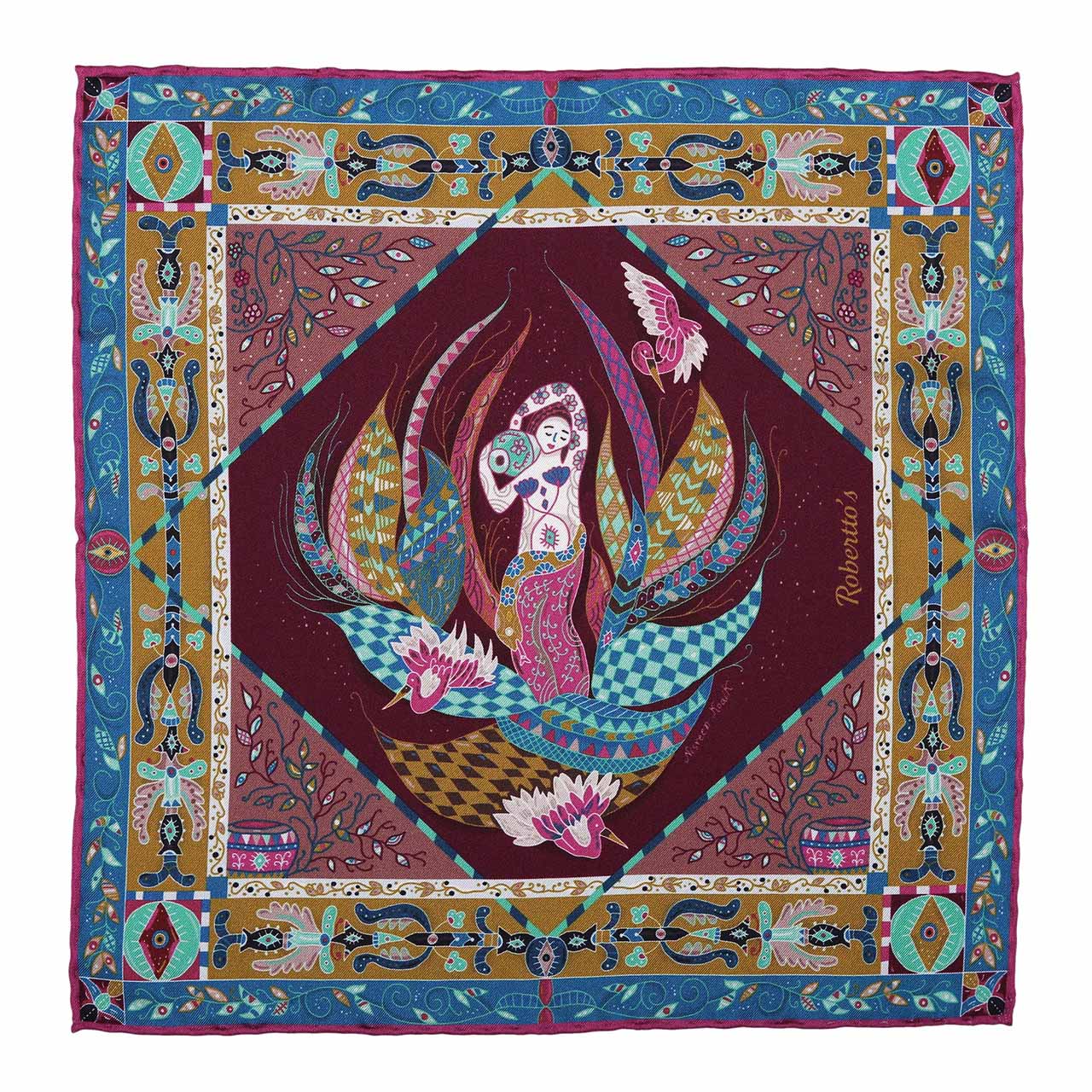 Aquarius Plum Pocket Square