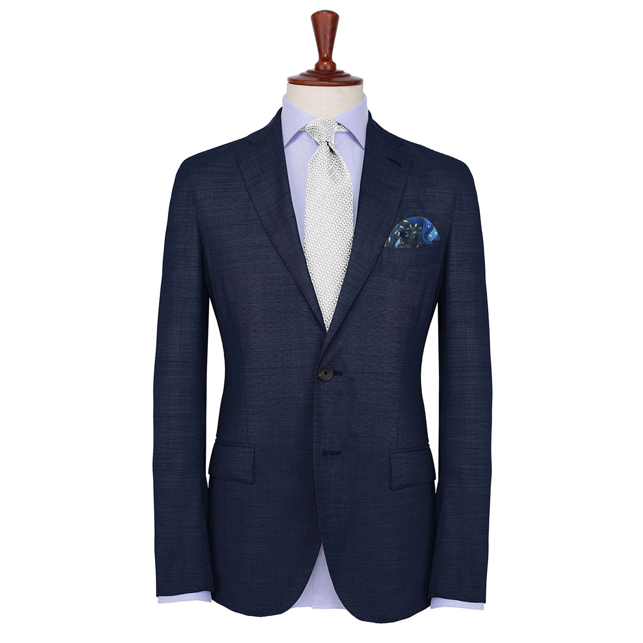Woodland Symphony Navy Blue and Greyish Blue Pocket Square
