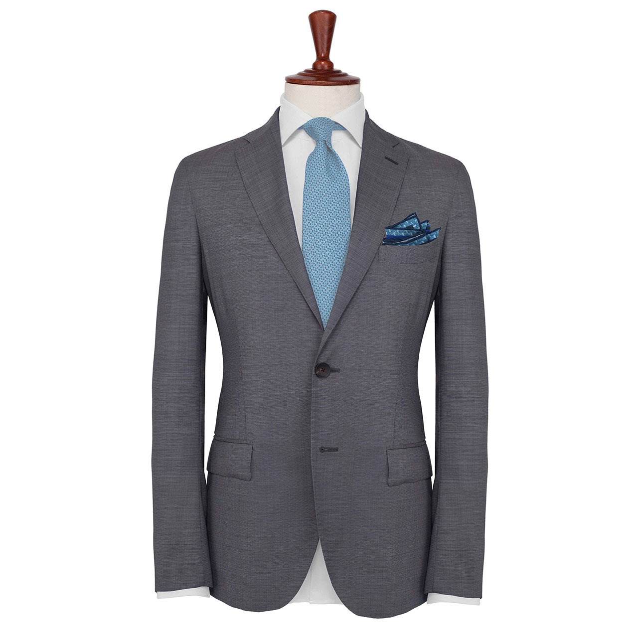 Woodland Symphony Navy Blue and Greyish Blue Pocket Square
