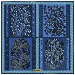 Woodland Symphony Navy Blue and Greyish Blue Pocket Square