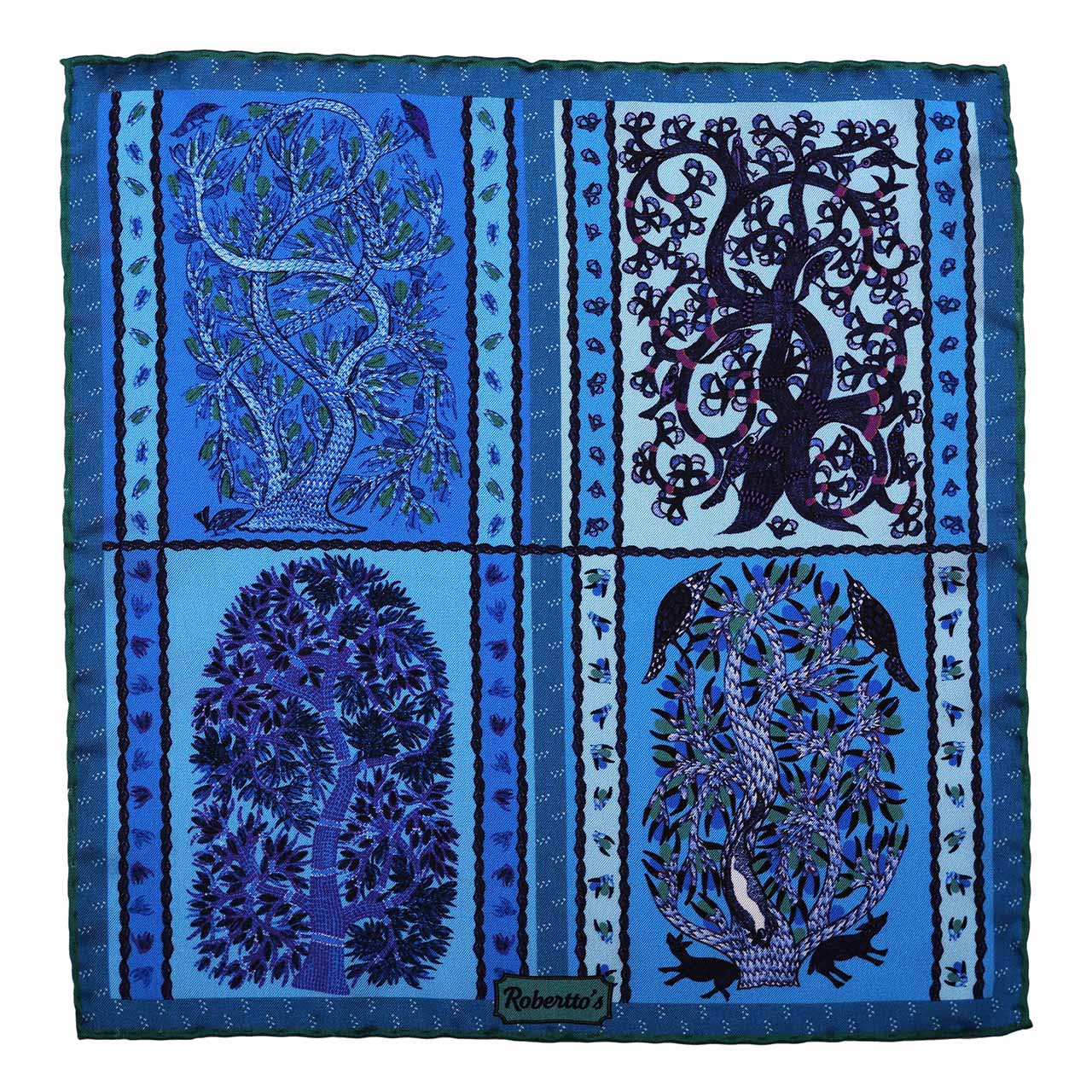 Woodland Symphony Blue and Sky Blue Pocket Square