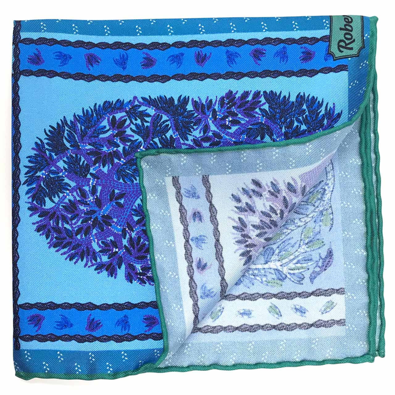Woodland Symphony Blue and Sky Blue Pocket Square
